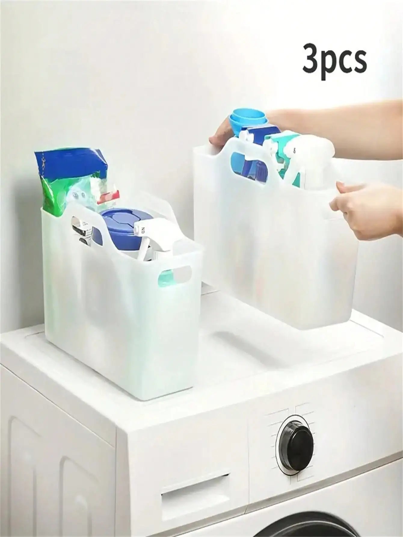 1-Piece Plastic Cleaning Supplies Storage Box - Multifunctional Storage Basket Suitable for Kitchen, Bathroom, Bedroom, Office and Dormitory - Durable Under-Sink Storage Rack for Household Items and Cleaning Essentials