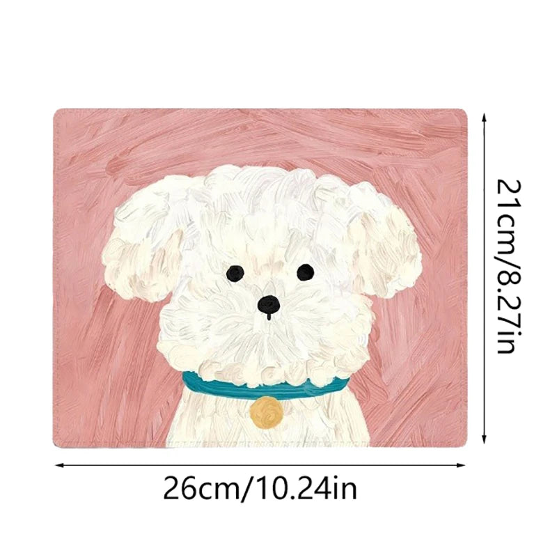 Cute Puppy Mouse Pad Anti-Slip Natural Rubber Lockedge Mousepad Cartoon Dog Office Home Laptop Computer Portable Small Mouse Mat