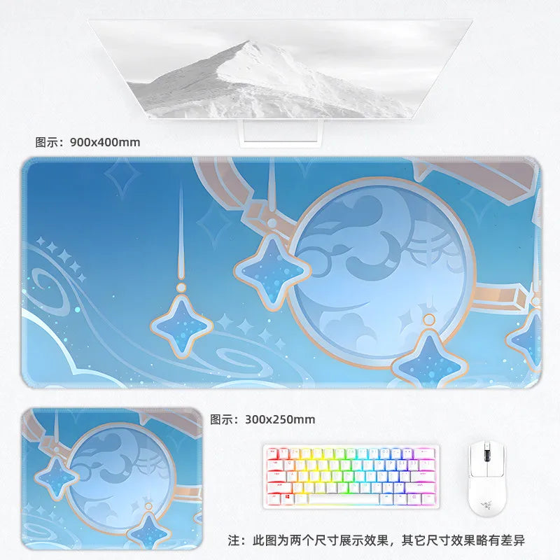 Genshin Impact Postcard Mouse Pad Large Custom Computer Keyboard Game Pads Home Office Desktop Mat