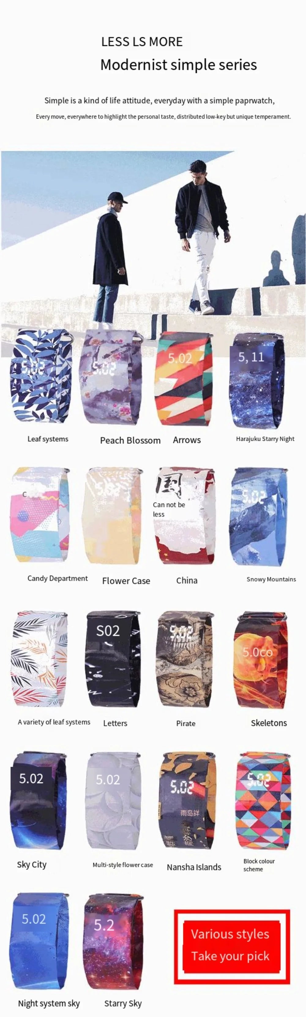 Smart Watch 2025 Trend PaperWatch PaprseWatch Paper Waterproof Youth Peple  Electronic Creative Variety of Styles