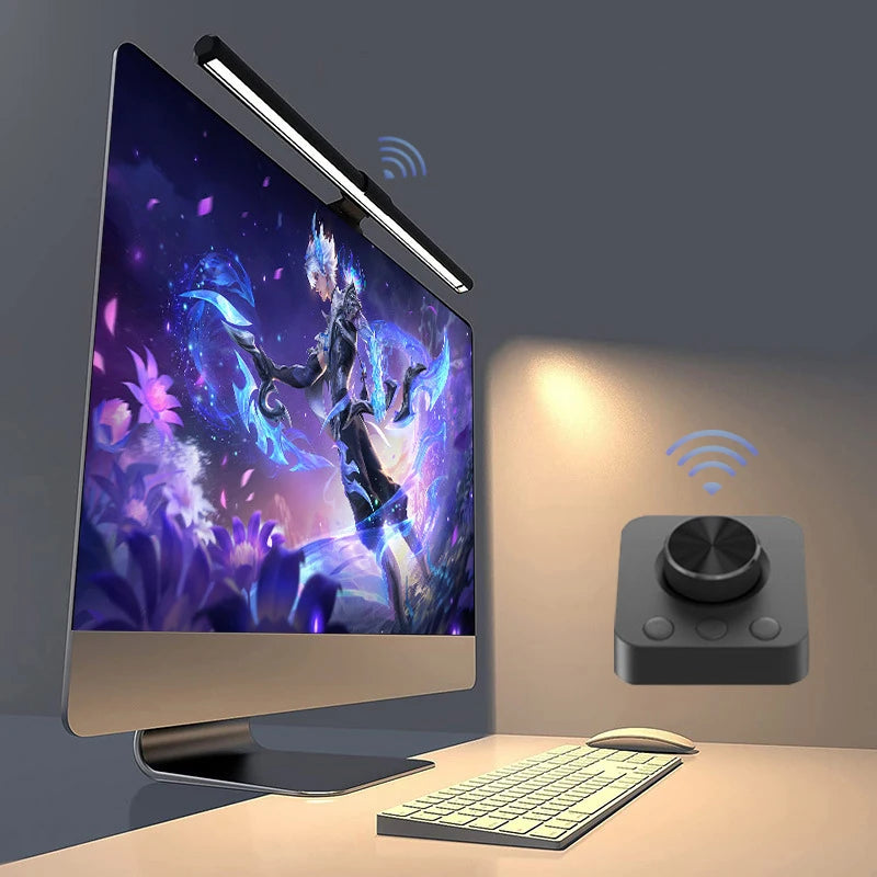Eye-Care Screen Light Bar 44cm Aluminum Knob Remote Table Computer Monitor LED Task Lamp USB Magnetic Light Office Desk Lamp