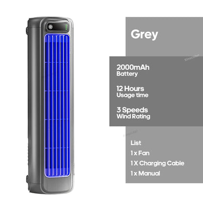 Newest Wall Mounted Air Conditioning Fan Silent Household Rechargeable Tower Fan Vertical Desktop Air Cooler  for Bedroom Living
