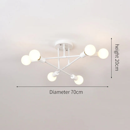Retro Industrial Wrought Iron Material 6Heads LED Ceiling Lamp Home Luminaire  Modern Living Room Light E27 Decoration Light