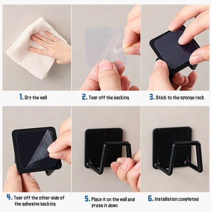 Kitchen Sink Sponges Holder Self Adhesive Drain Drying Rack Bathroom Basin Rack Storage Hooks Kitchen Wall Hooks Accessories