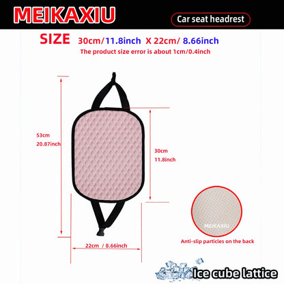 1/2PCS  Car Seat Headrest Cover, Ice Silk, Diamond Pattern, Breathable, Comfortable Fabric Pillow, Auto Accessories, Summer