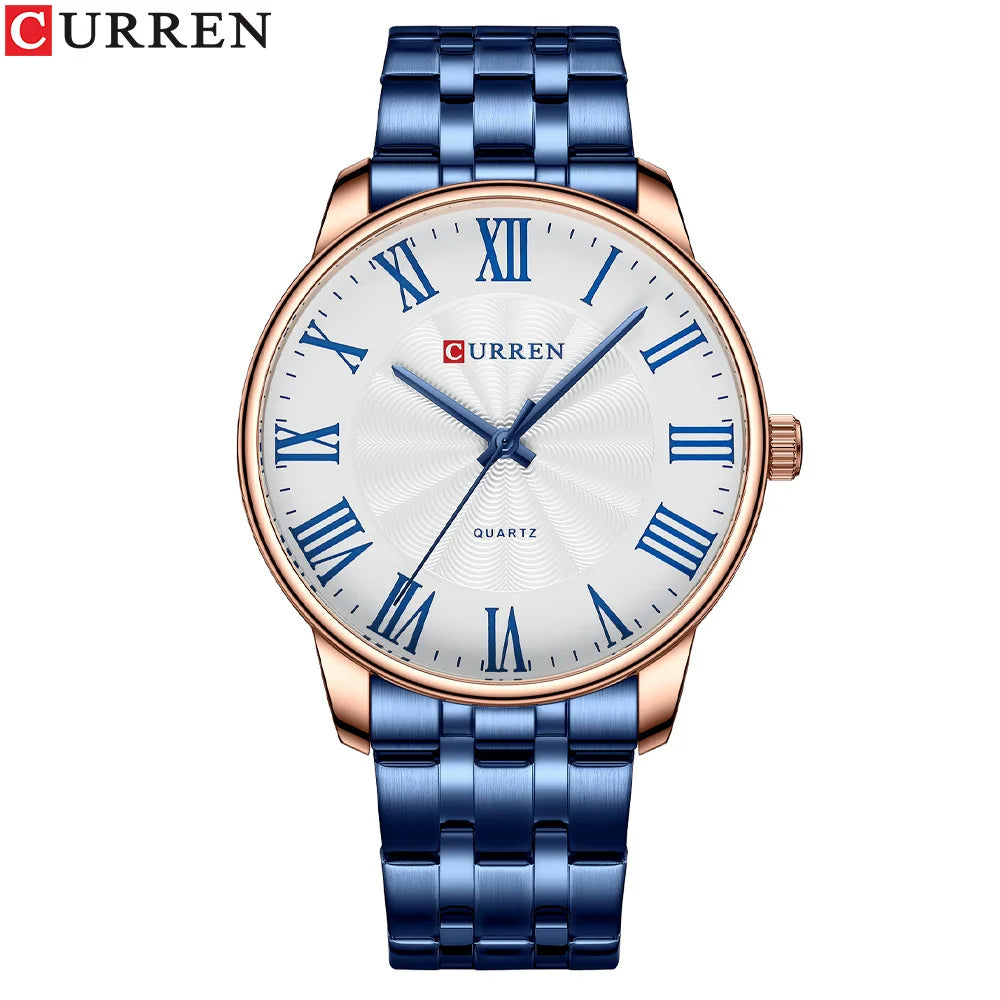 Curren 8422 Men's Minimalist Roman Numeral Quartz Watch, Water-resistant Round Business Wristwatch