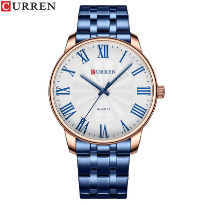 Curren 8422 Men's Minimalist Roman Numeral Quartz Watch, Water-resistant Round Business Wristwatch