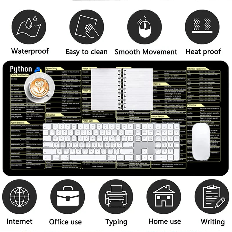 Python Patterns Leather Desk Pad Mouse Protector Non-Slip Large Mouse Pad Home &Office Desk Mat PU Leather Laptop Desk Pad