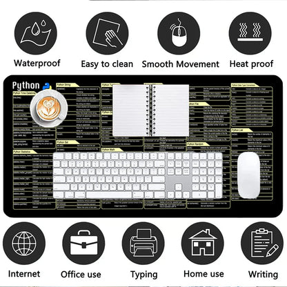 Python Patterns Leather Desk Pad Mouse Protector Non-Slip Large Mouse Pad Home &Office Desk Mat PU Leather Laptop Desk Pad