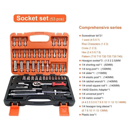 Motorcycle Toolbox Set Fast Ratchet Wrench 150/46pcs Socket Group Bit Industrial-grade Toolbox Auto Repair Tools Car Maintenance
