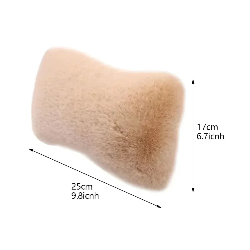 Winter Car Seat Neck Rest Pillow Plush Car Headrest Plush Cushion Warmth and Comfort Universal Lumbar Pillow Support Accessories