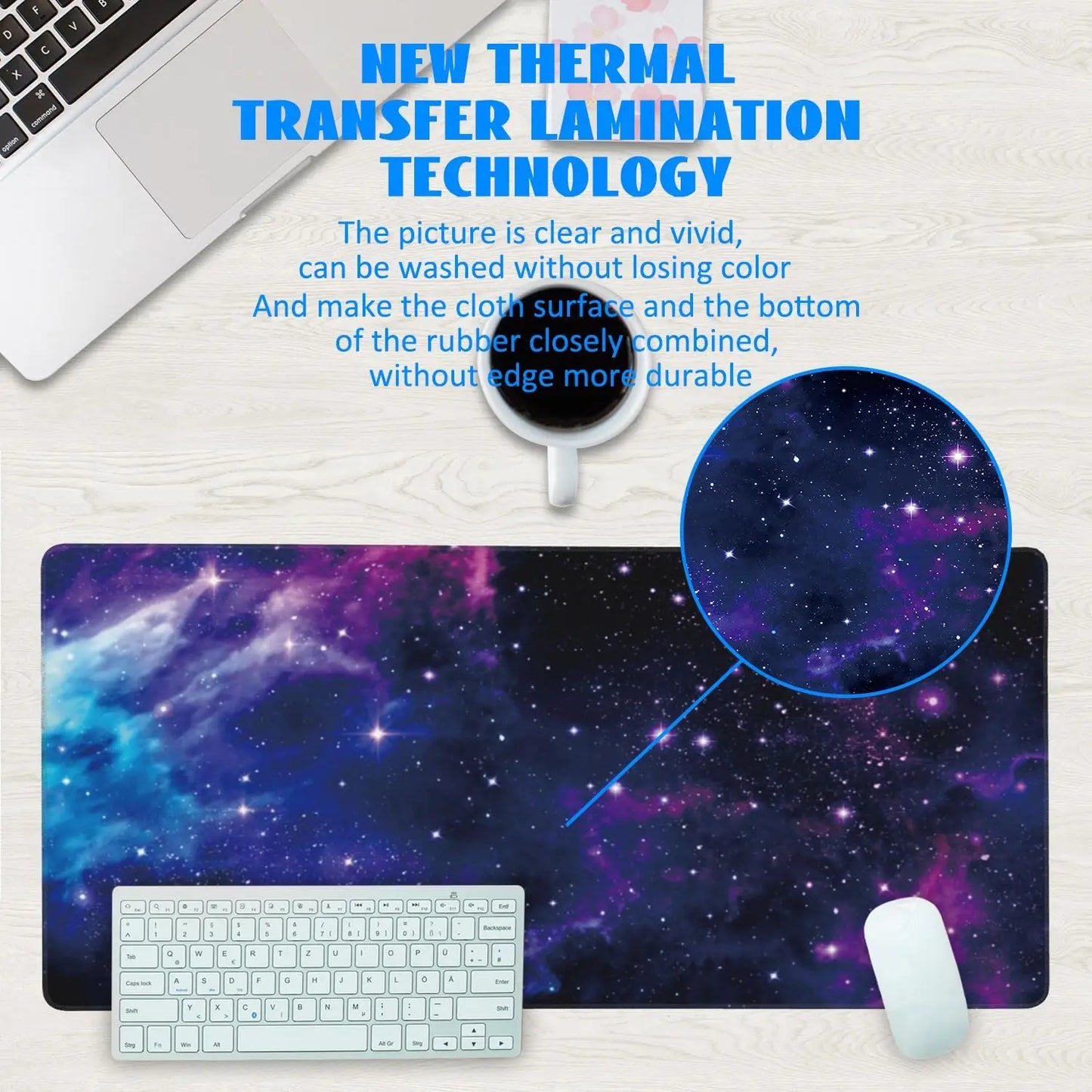 Galaxy Nebula Space  Mouse Pad – Non-Slip Base, Stitched Edges for Gaming, Home & Office
