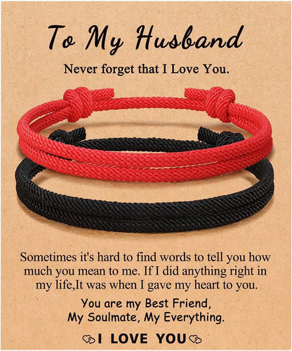 Couples Bracelets To My Men, Boyfriend, Girlfriend, My Love - Anniversary Valentines Day Birthday Christmas Gift for Him and Her