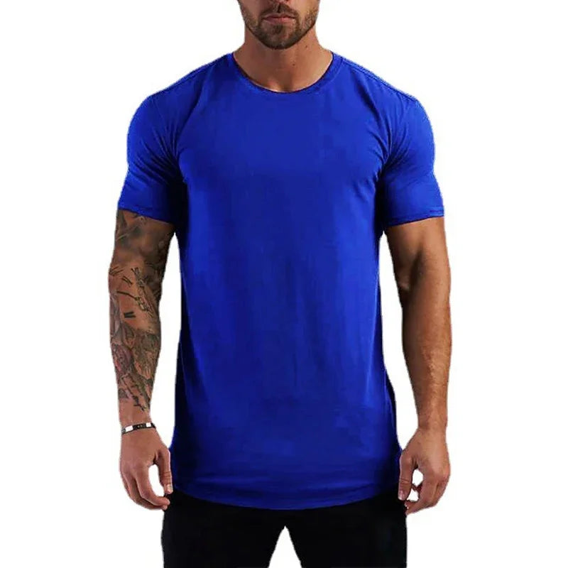 New Men's Casual Printed Short-sleeved Summer Cotton Moisture Wicking and Breathable T-shirt Outdoor Sports Fitness Top