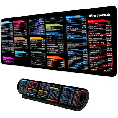 Windows and Excel keyboard shortcut mouse pad XXL computer office gaming desk pad Rubber non-slip gaming keyboard long table pad