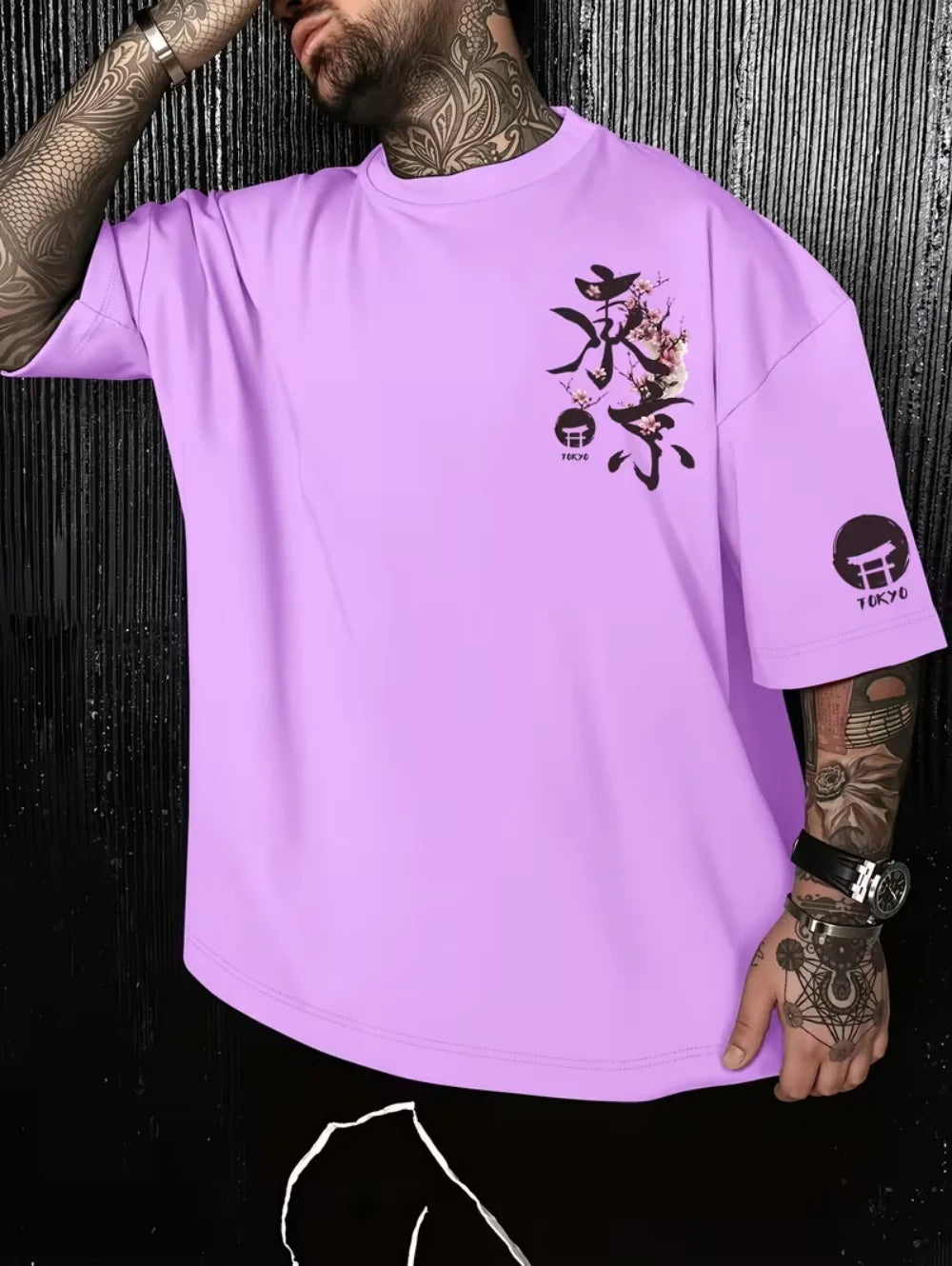 Men's T-Shirts Fuji Mountain Cherry Blossom Print Summer Autumn Harajuku Daily Sports Comfortable Casual Loose Short-Sleeve Top