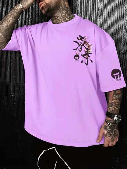 Men's T-Shirts Fuji Mountain Cherry Blossom Print Summer Autumn Harajuku Daily Sports Comfortable Casual Loose Short-Sleeve Top