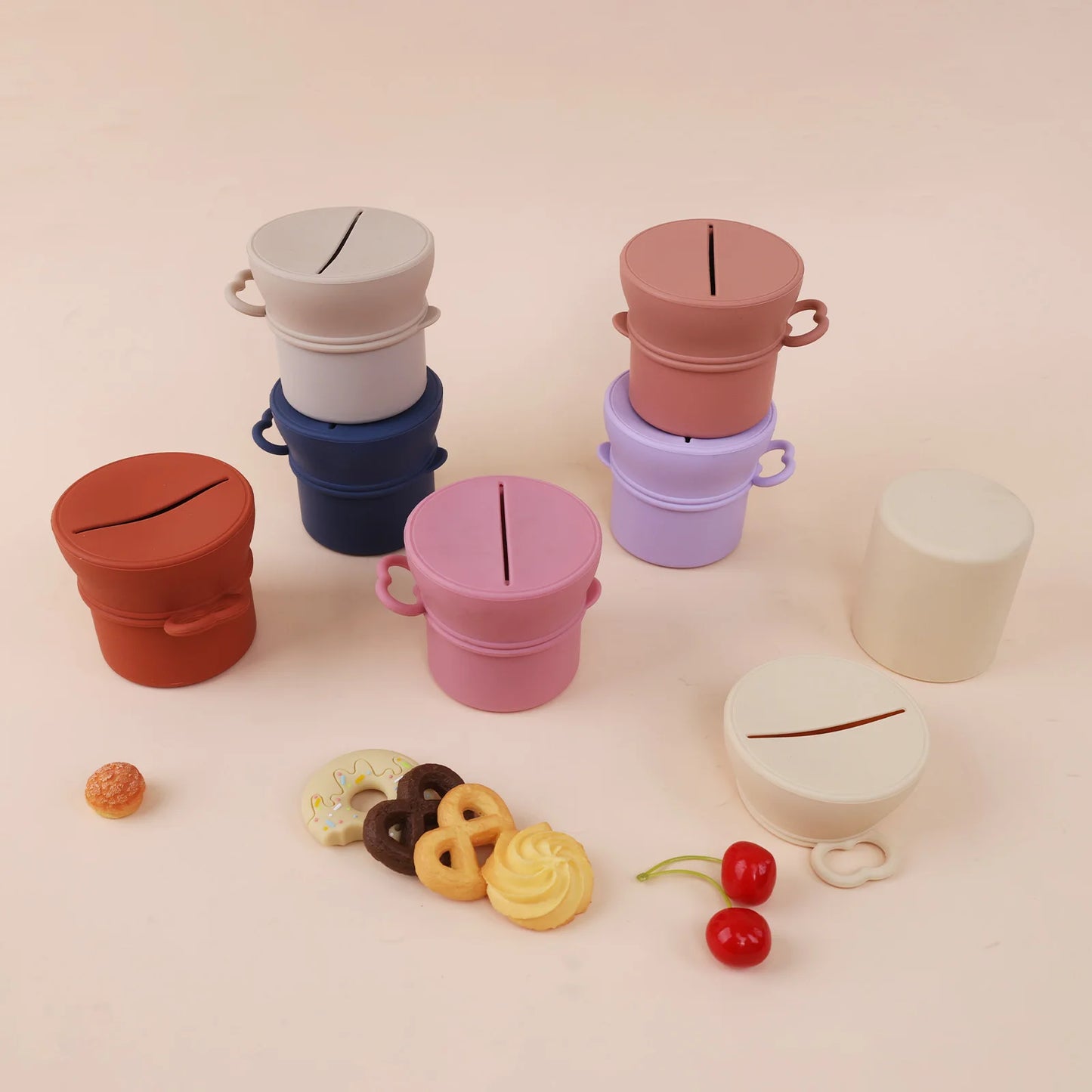 Portable Silicone Cup with Handle Food Grade Easy Clean Travel Mug BPA Free Leak Proof Drinking Cup for Outdoor Office