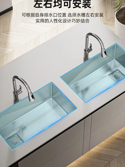 Kitchen 304 Stainless Steel Sink Vegetable Basin Large Sink Household Kitchen Vegetable Basin Countertop Dishwasher