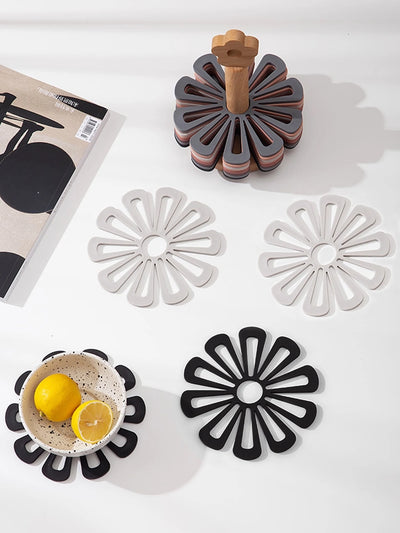 1/4pcs  Elegant Flower Trivets, Non-Slip Hollow Hot Pot Mats for Heat Protection - Decorative Kitchen Essentials