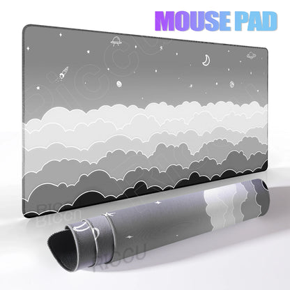 Skyscape Large Mouse Pad Pastel Purple Clouds Minimalist Mousepad Gamer Laptop Deskpad Office Accessory Desk Mat Cabinet Setup