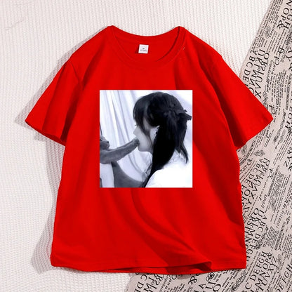 Funny Dirty Heart Cat T-shirt Men's Fashion Street Wear High Quality Tshirt Man Designer Clothes Unisex Cotton Short-sleeve