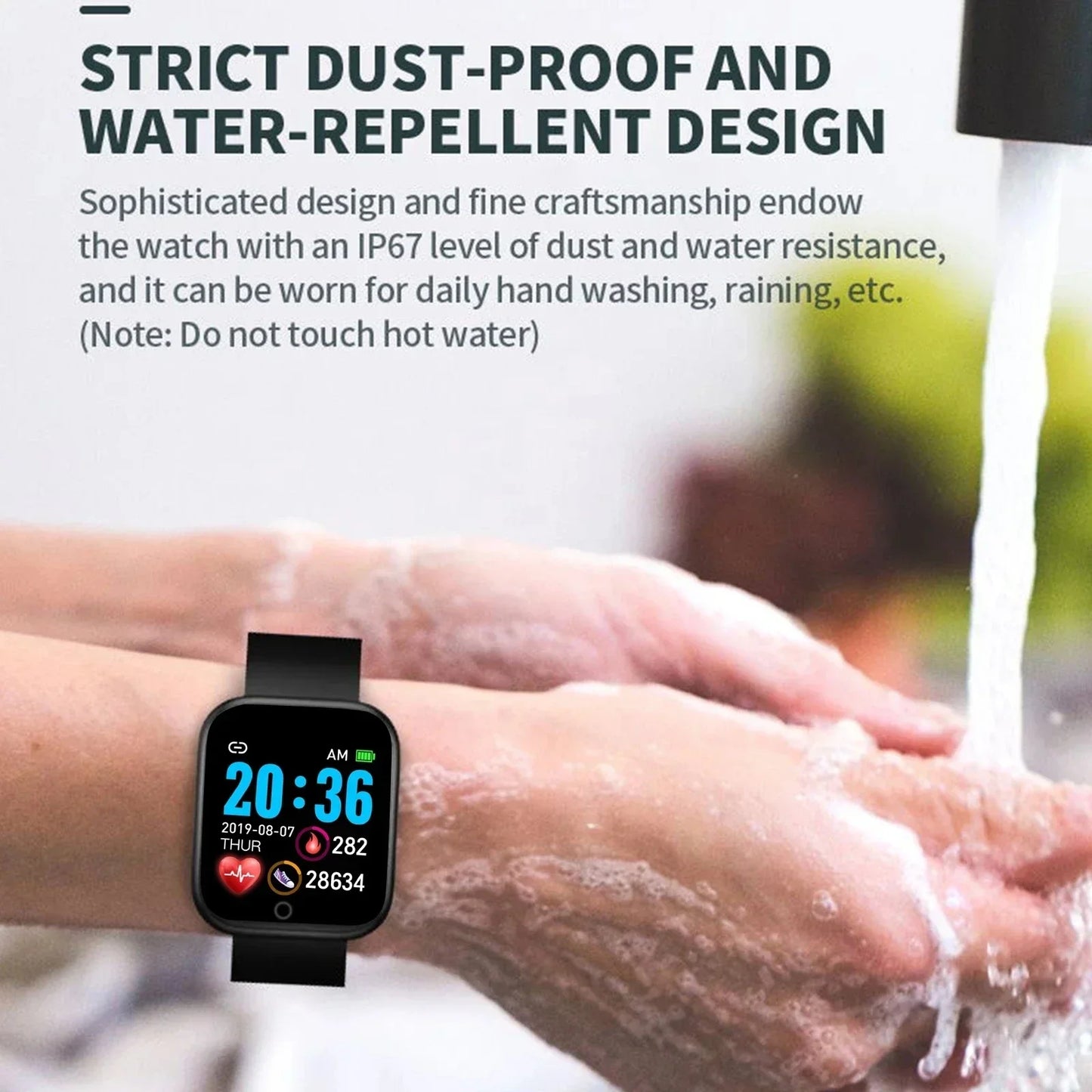 Smart Watch Y68: Color Screen Fitness Tracker w/ Step Count, 12 Sports Modes, Notification Reminder, Camera/Music Remote