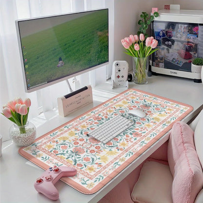 Floral patterned anti-slip mouse pads for office, home and school work areas, computer desktop decoration and office accessories