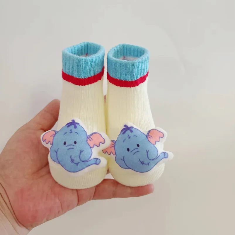 Disney Mickey Stitch Cartoon Cute Doll Baby Socks Cotton Non-slip Sock Newborn Girls Clothes Boys Accessories Babies Stuff Kids