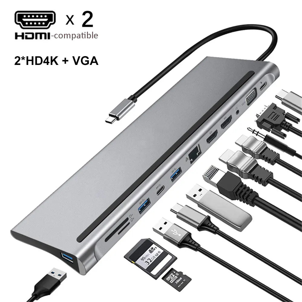MZX USB Multi-hub Docking Station Type C Multi Hub Extension A HDMI-compatible Rj45 Pro Adapter Dock for Macbook Mac Mini Laptop