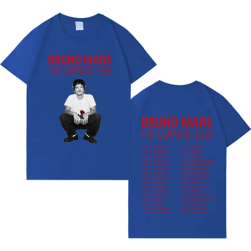 Rapper Bruno Mars Double Sided Print Tshirt Mens Women Casual Harajuku Short Sleeve T-shirt Crewneck Tide Cotton Tees Streetwear