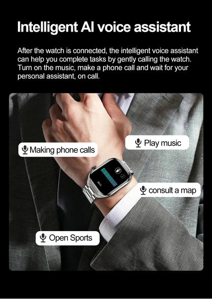 2025 New Smart Watch 2.04-inch AMOLED Screen Bluetooth Call IP68 Waterproof 650mA Sports Smartwatches Men Android Military-Grade