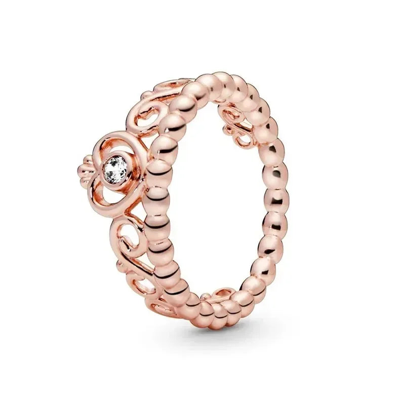 New 925 Sterling Silver Rose Gold Ring Hot Selling, Sparkling, Fashionable and Charming Crystal Ring, Women's Birthday Jewelry
