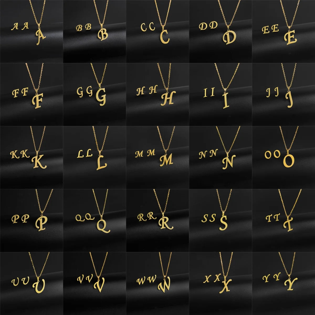A-Z 26 Stainless Steel Initial Necklace and Earring Jewelry Set Letter Pendant Chain Alphabet Mom Christmas Gift
