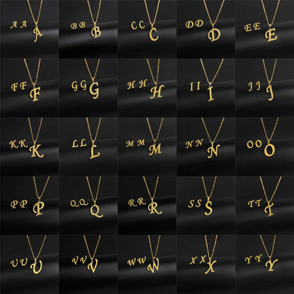 A-Z 26 Stainless Steel Initial Necklace and Earring Jewelry Set Letter Pendant Chain Alphabet Mom Christmas Gift