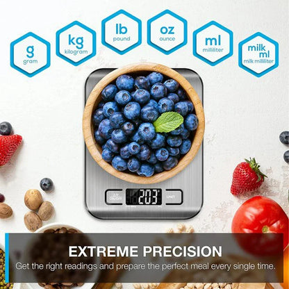 Digital Kitchen Scale 5kg/10kg Food Multi-Function Stainless Steel Balance LCD Display Measuring Grams Ounces Cooking Baking