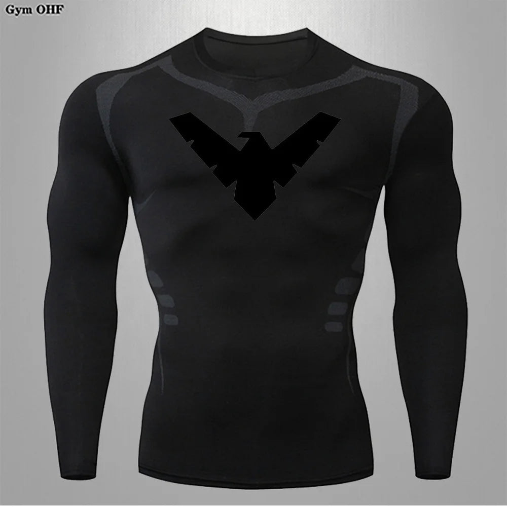 Compression Nightwing Print Tops For Men T Shirt Rashguard Jiu Jitsu Gym Fitness Running Train   ing Shirts Jersey Short Sleeved
