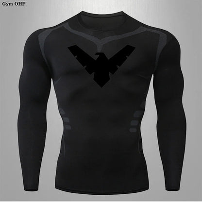 Compression Nightwing Print Tops For Men T Shirt Rashguard Jiu Jitsu Gym Fitness Running Train   ing Shirts Jersey Short Sleeved