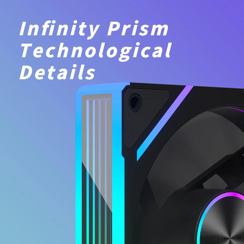 Power Train PRISM 8 PRO Computer Case Fan 120mm ARGB 4Pin PWM Quiet CPU Cooling Fan 12V Large Air Volume 56.8CFM/600-1500RPM