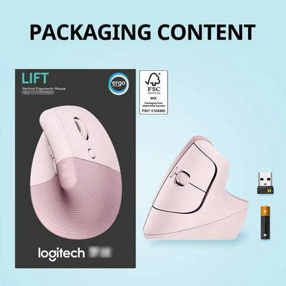 Logitech Lift Vertical Mouse  Ergonomic Wireless With Silent Click Bluetooth/Usb Dual Mode For Pc Laptop Tablet Wrist Pain