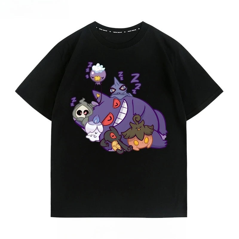 Pokémon Peripheral Clothes Gengar Cartoon Couple Wear Short-sleeved Top Men and Women Summer Animation Peripheral Joint T-shirt