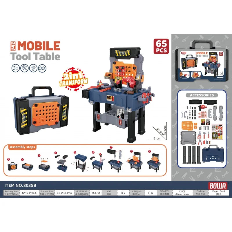 Kids Tool Bench, Realistic, Transformable Tool Set, Toddler Bench Pretend Play Learning Gift for Boys & Girls Age 3-5