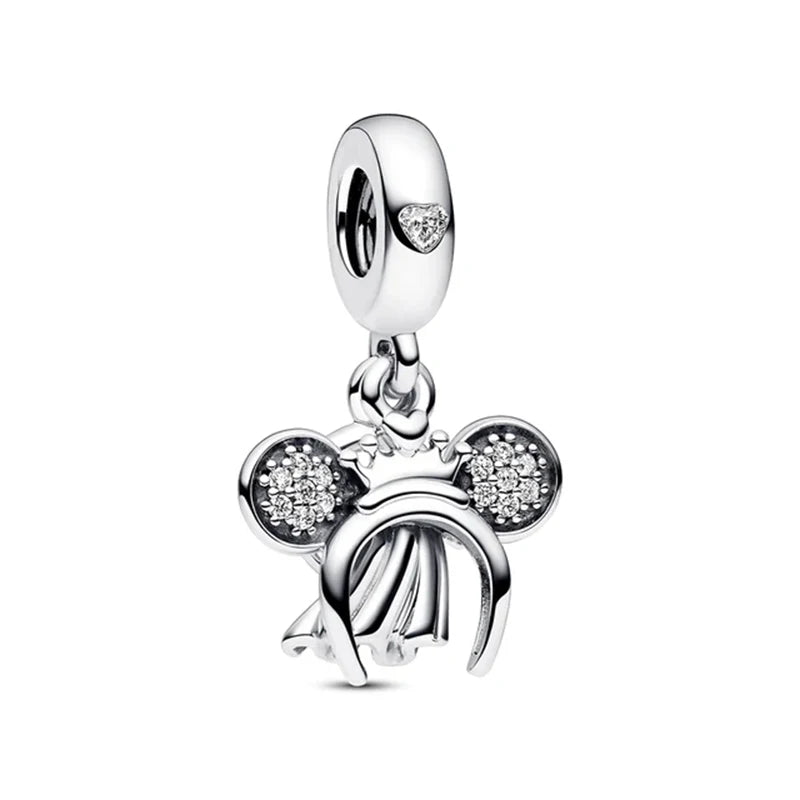 Hot Sell 925 Silver DIY Beads Jewelry Charms Bracelet Mickey Minnie Princess Christmas Stitch Robots Marvel Cute Miniso Disney