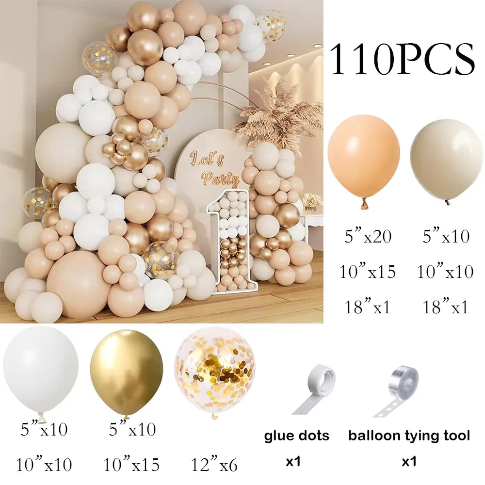 115pcs Baby Blue Balloons Garland Birthday Party Decor Balloon Arch Kit Skin Khaki Globos Baby Shower Gender Reveal Decoration