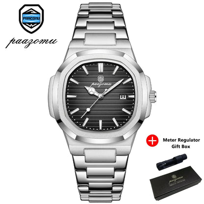 PAAZOMU Top Luxury Brand Man Watch Sports Waterproof Luminous Date Men Wristwatch Square Dial Quartz Men's Watches High Quality
