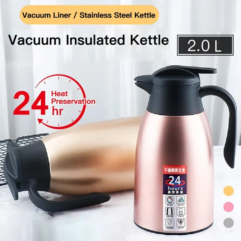 2L304 stainless steel vacuum insulated kettle thermos European coffee pot household hot water bottle household insulated kettle