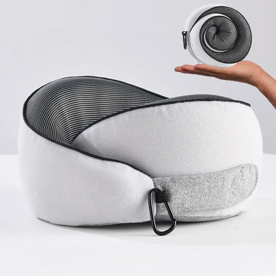 Memory Foam U Shaped Pillow Foldable Storage Neck Support Travel Airplane Car Nap Rest Cushion Soft Comfortable Portable