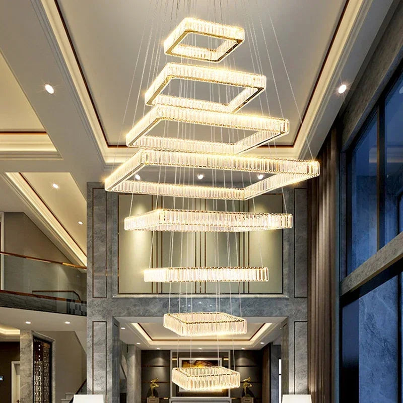 Modern Home Decoration Crystal Chandelier Stair Pendant Lamp Living Room Pendant Lights Indoor Lighting