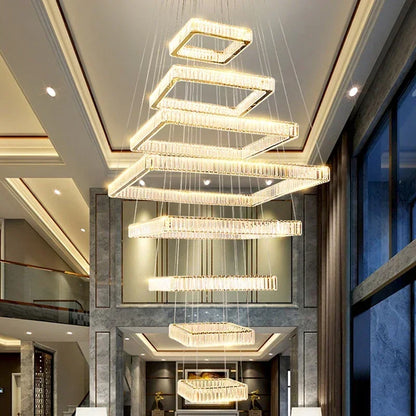 Modern Home Decoration Crystal Chandelier Stair Pendant Lamp Living Room Pendant Lights Indoor Lighting