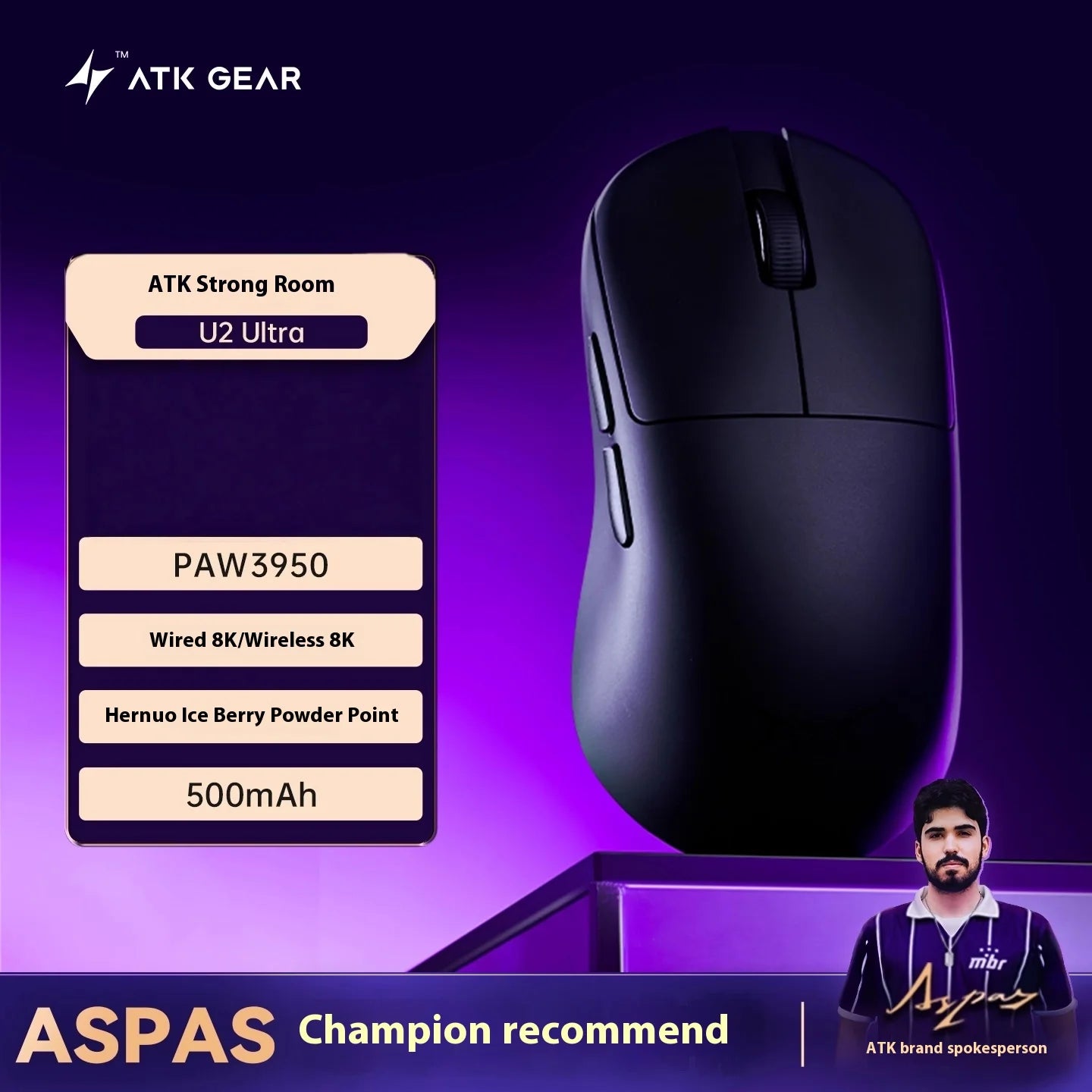 New Atk Lietong U2 Lightweight Wireless Bluetooth Mouse For Gaming Computer Office Ergonomic Design Triple Mode Specialty Mouse